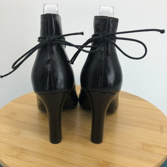 Friis and Company Black leather round toe tie front heels size 6.5 (EU 37) - Picture 9 of 14